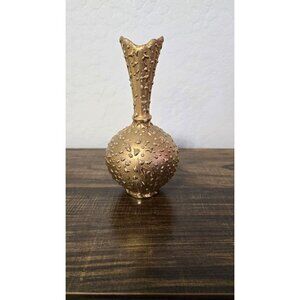 Vintage Hand Decorated Vase With 22K Gold Embossed Textured Ceramic U.S.A.  7"